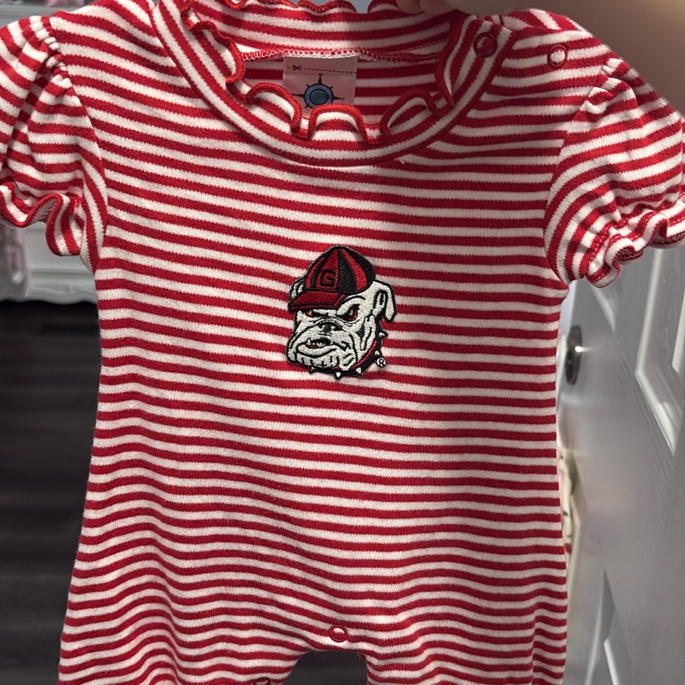 Red and White Striped Baby Romper